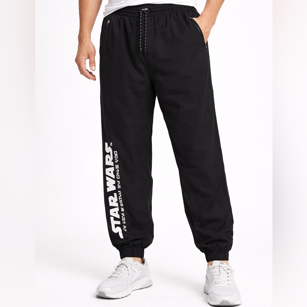 Star Wars‎ Jogger Pants Large Black Disney Licensed Logo Graphic Drawstring Mens